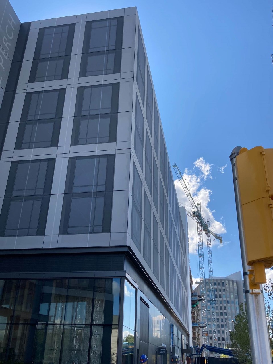 Grey Ventilated PES Cladding Screens.