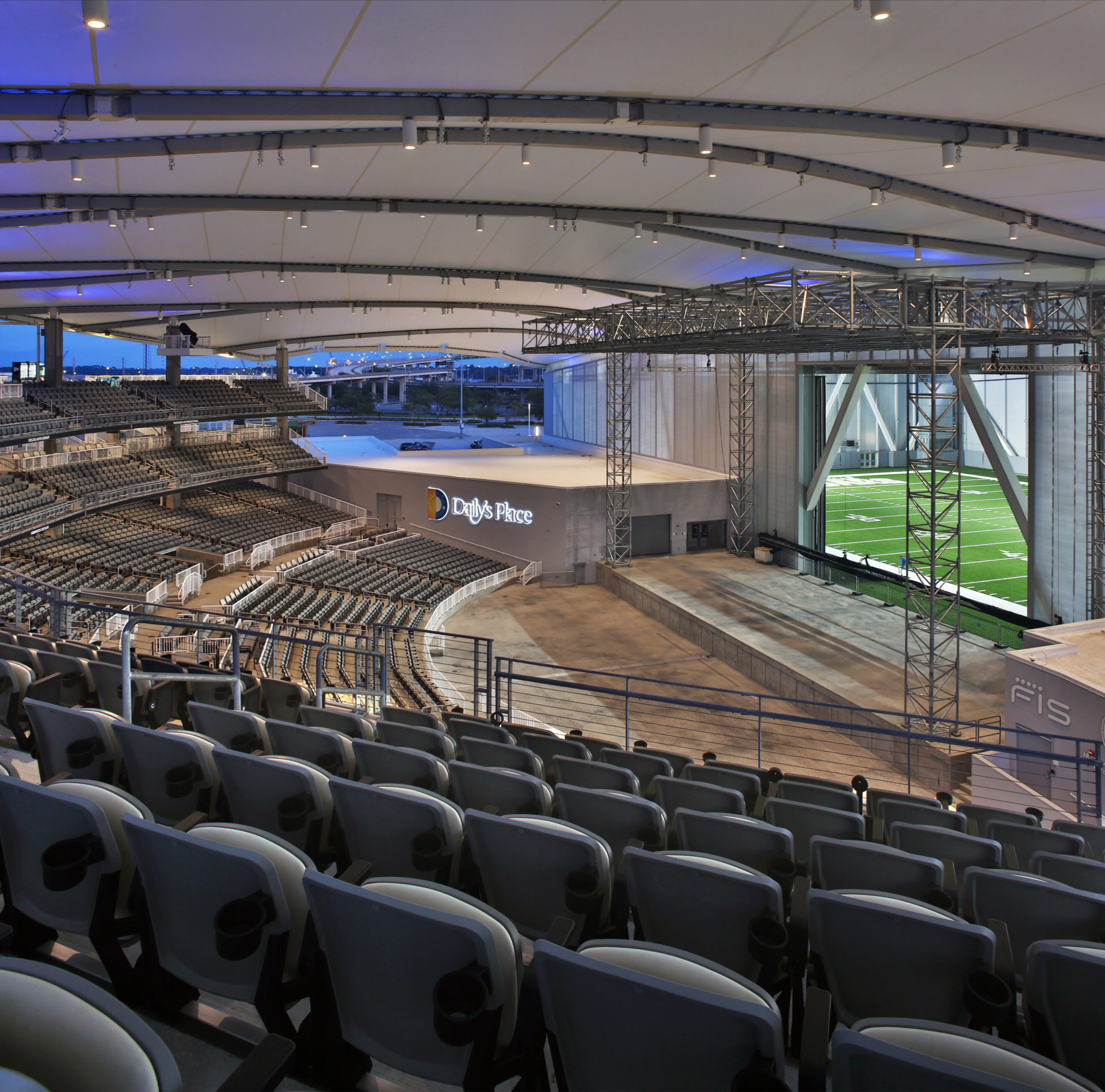A view of the facade the the amphitheater interior.