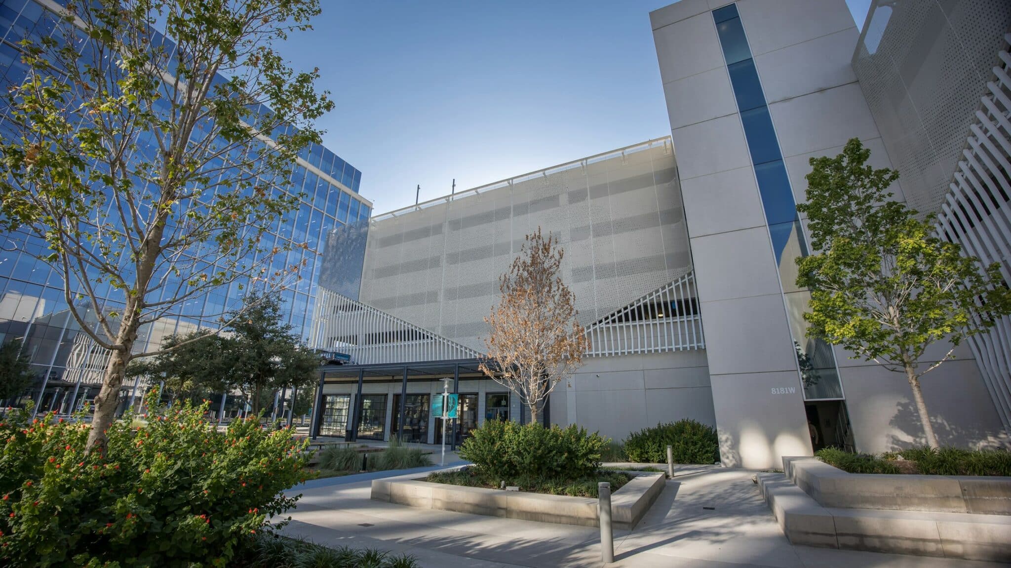 A close up of the two parts of the facade.