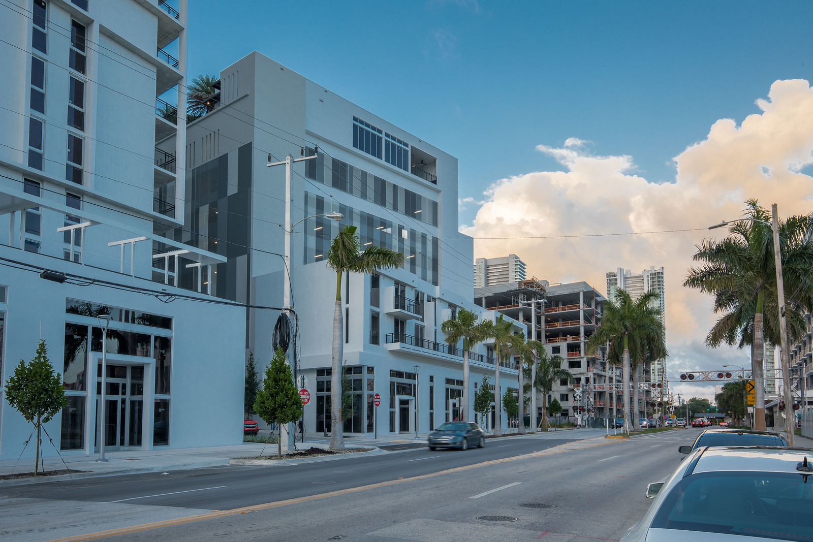 A view of the smaller portion of the facade that blends seamlessly with the building.