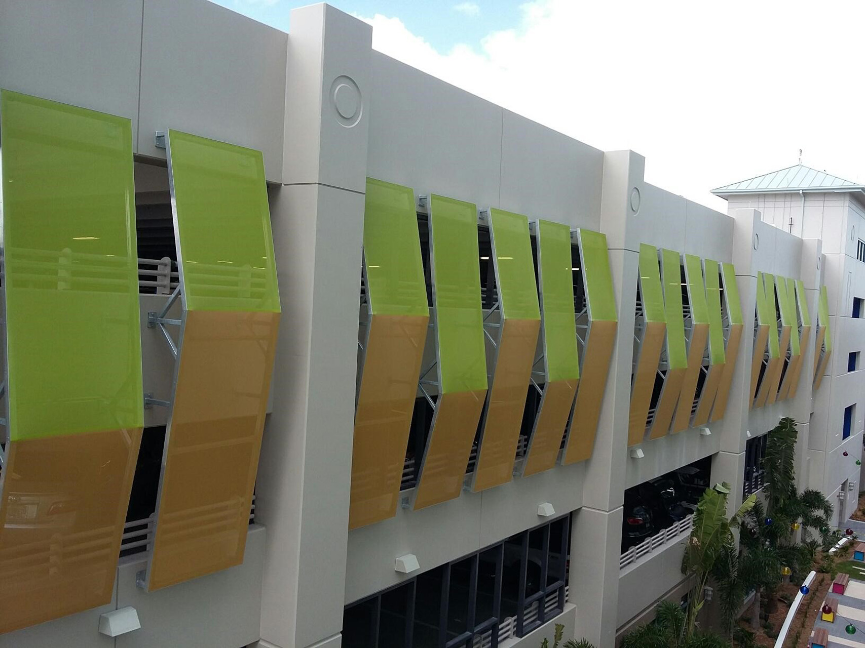 Another view of the facade panels pointing in the same direction.