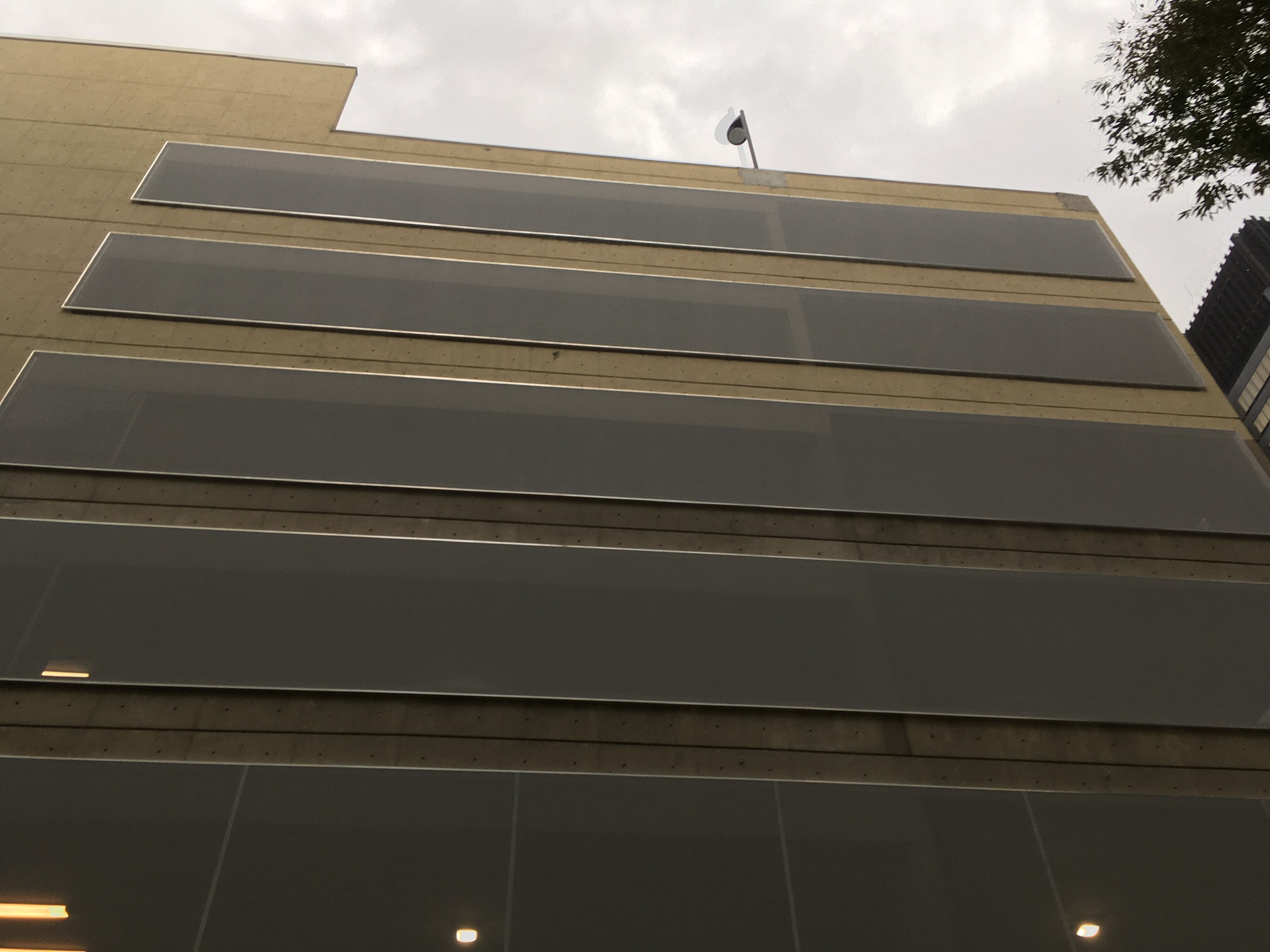 A view of the facade on the parking structure.