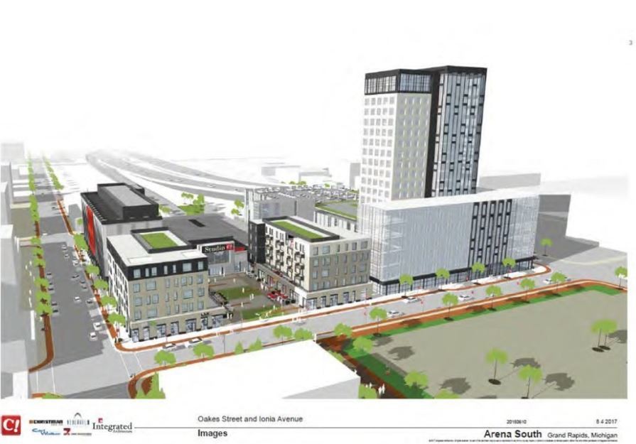 A rendering of the entire building.