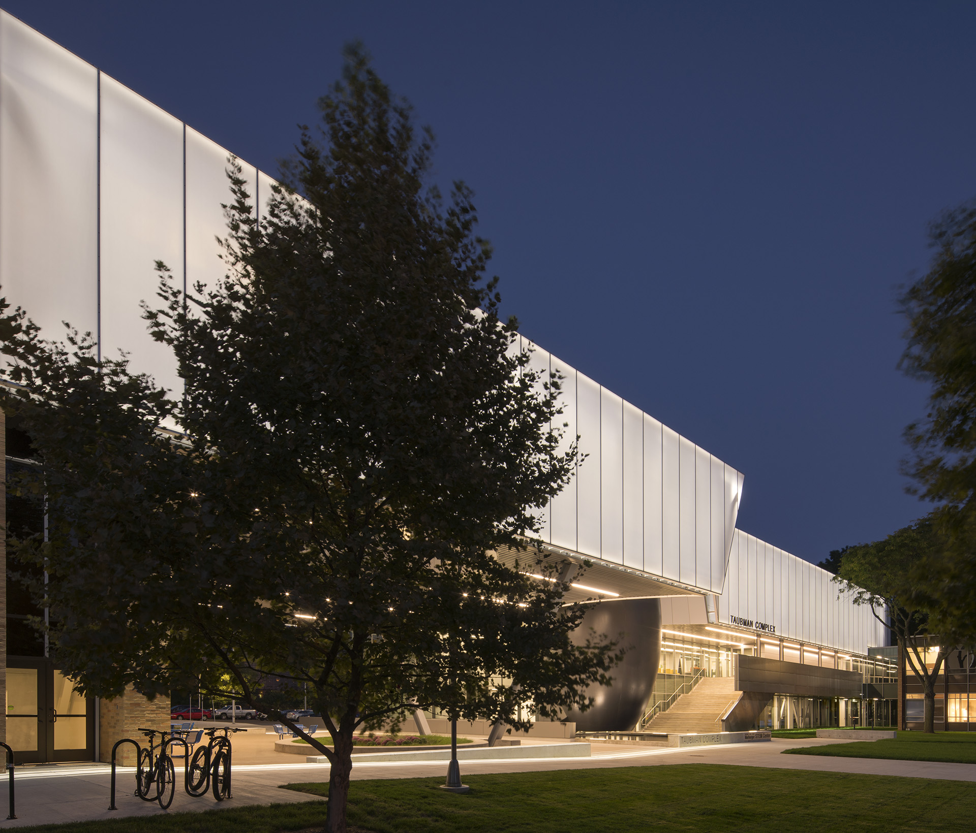An angled shot showing how long the facade is.