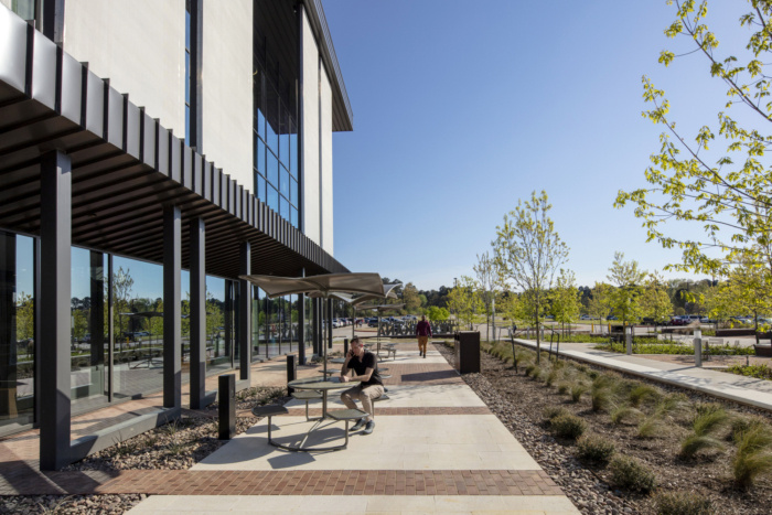 A view of the facades from the entryway.