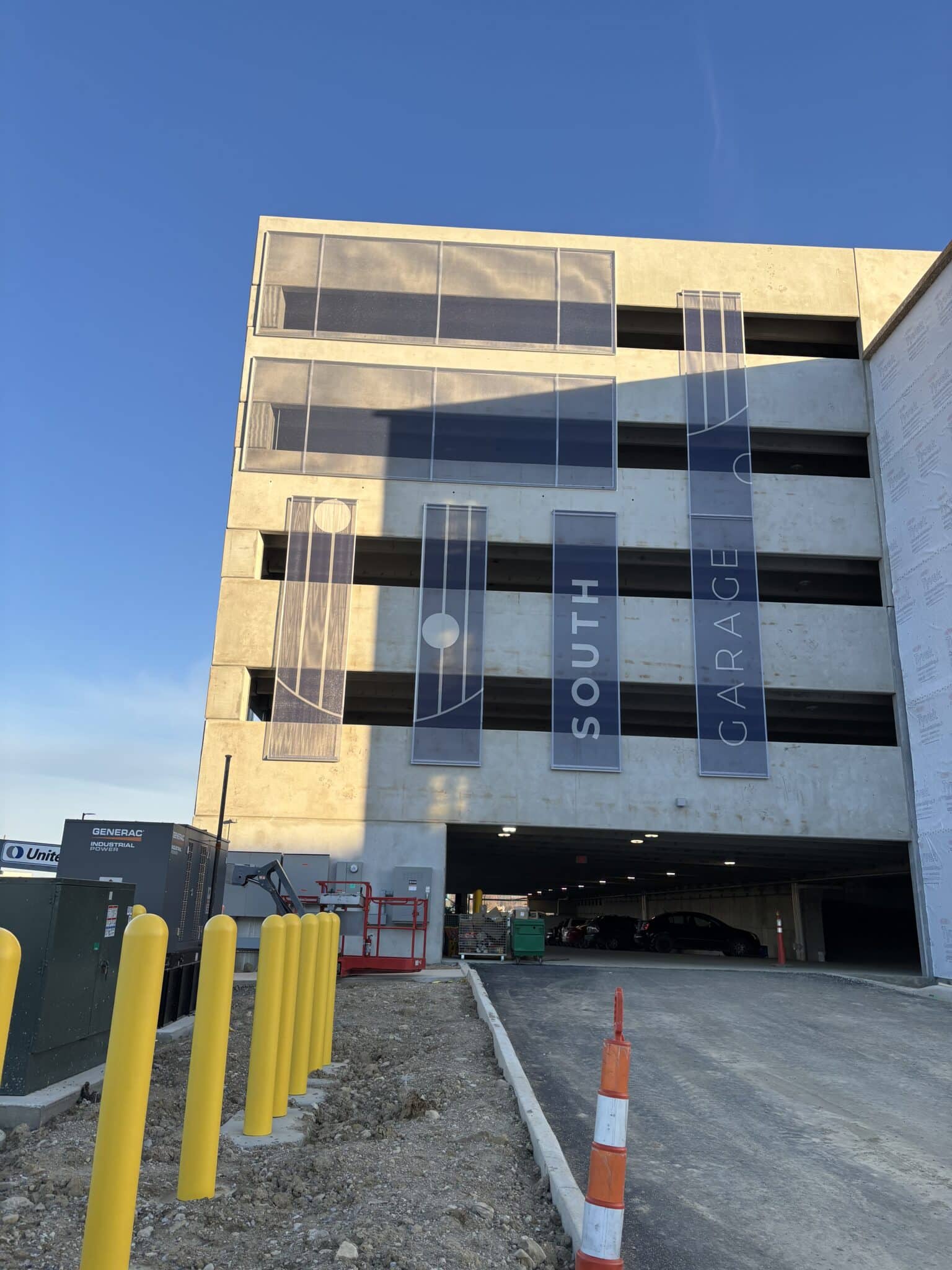 A view of the graphic prints showing it denoting which entrance the car is entering.