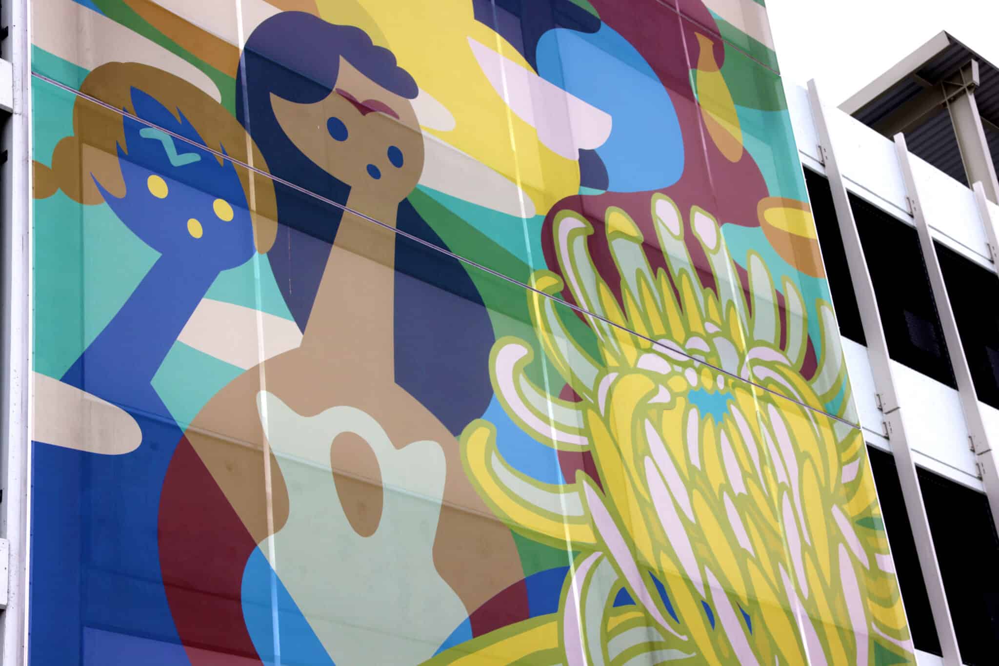 A close up of the artistic facade showcasing the material.