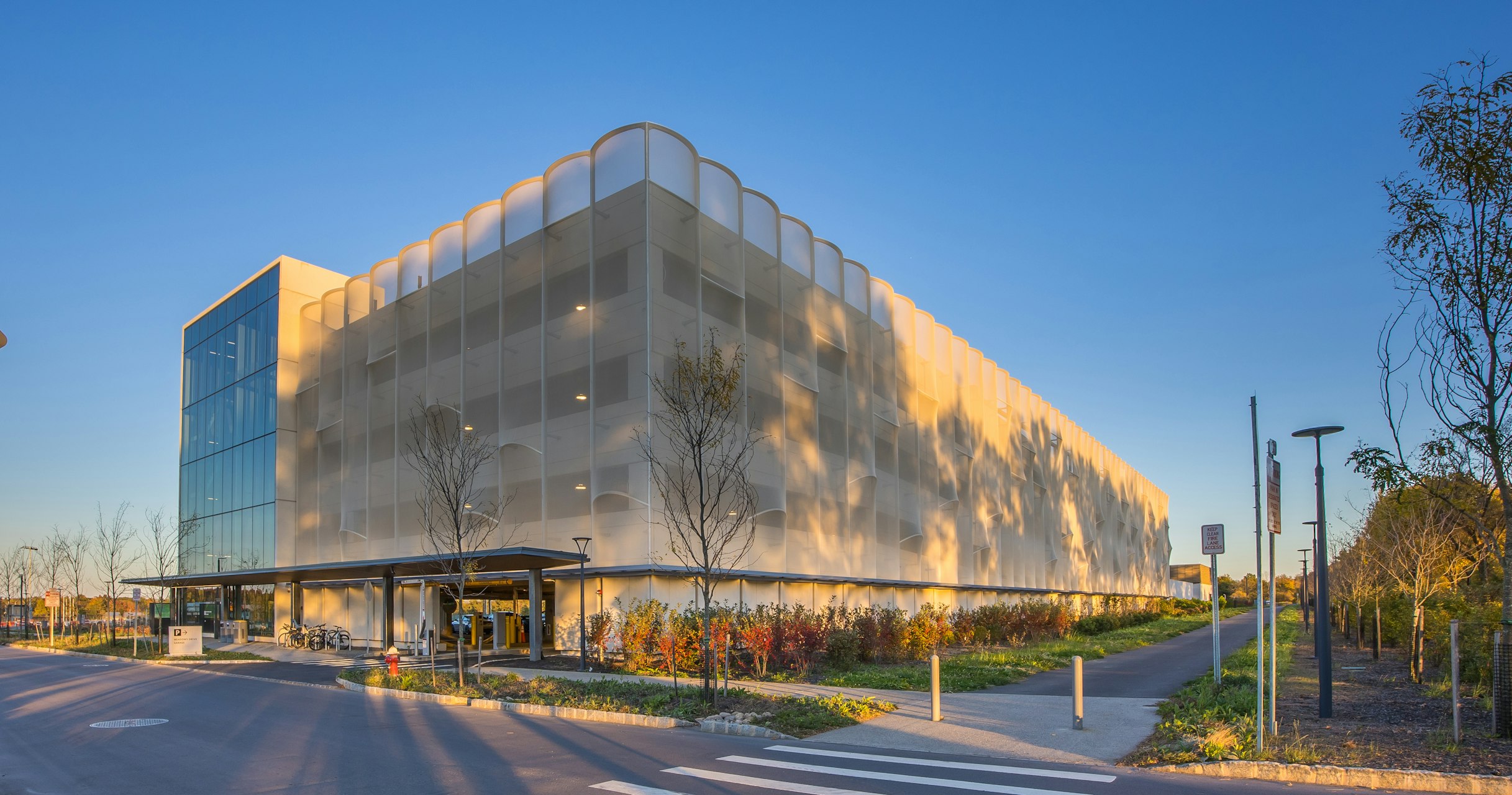 Another view of the facade showing the different shadows and light components change the look of the facade.