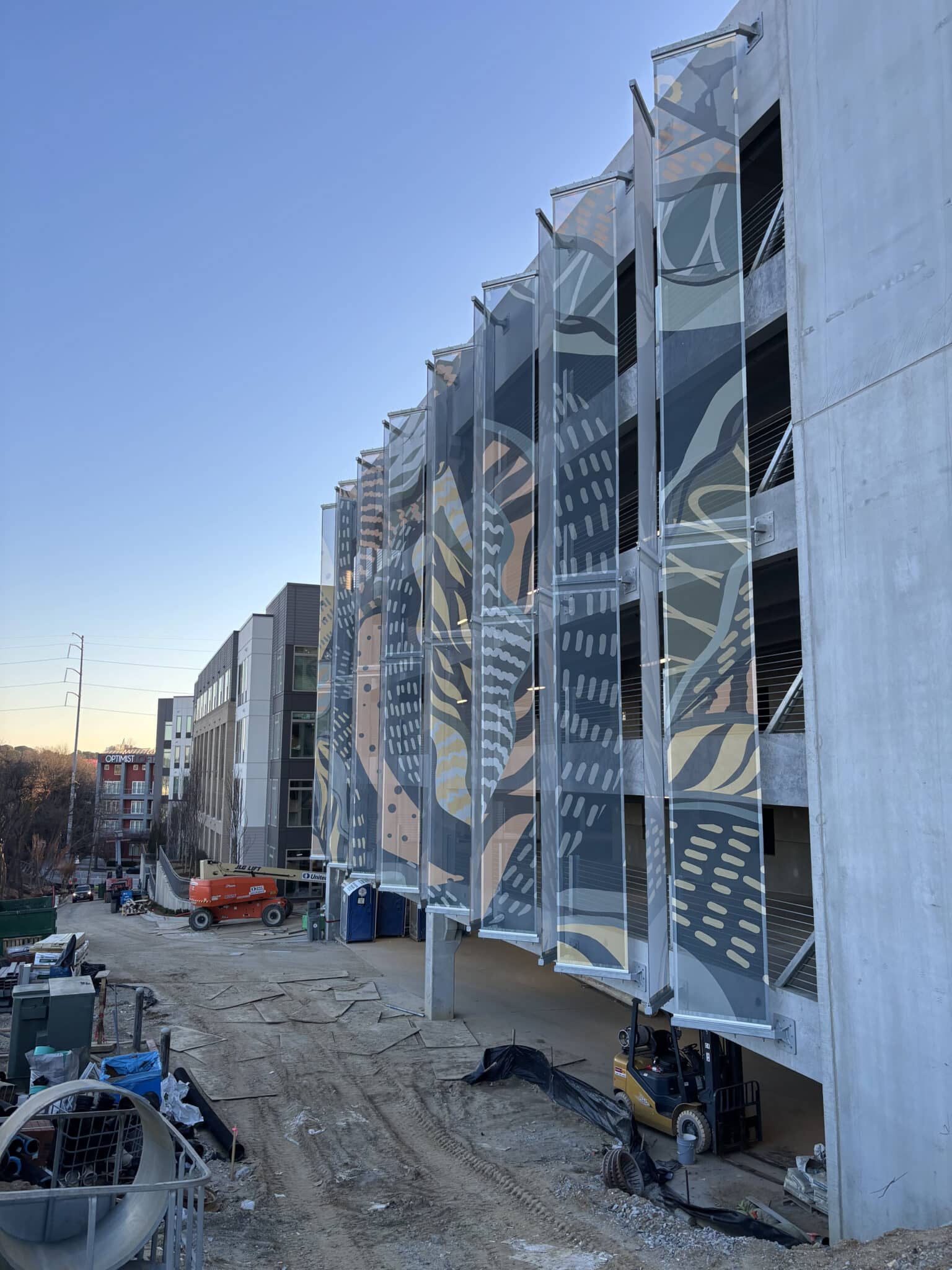 Another view of the angled facade.