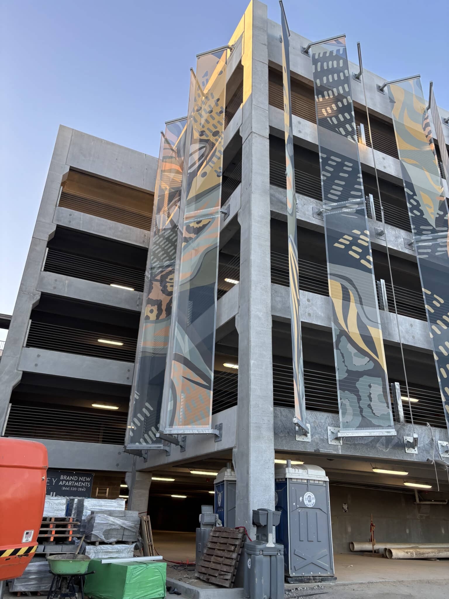 Photo of the facades being installed.