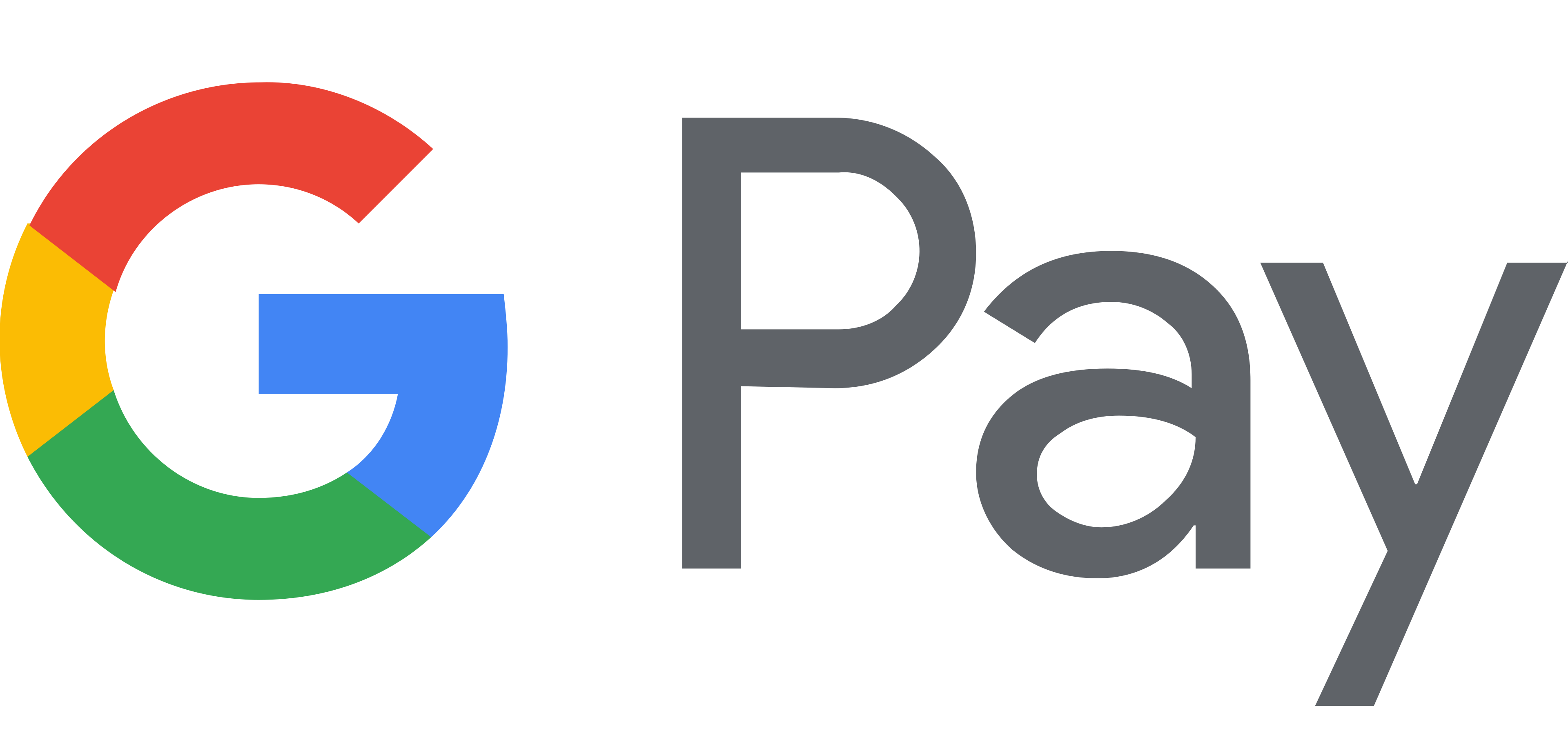 Google Pay logo with multicolored G and gray text.