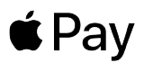 Apple Pay logo with a stylized apple icon and the words Apple Pay in white on black background.