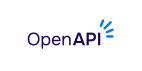 OpenAI logo with blue stylized lines radiating from the top right of the text.