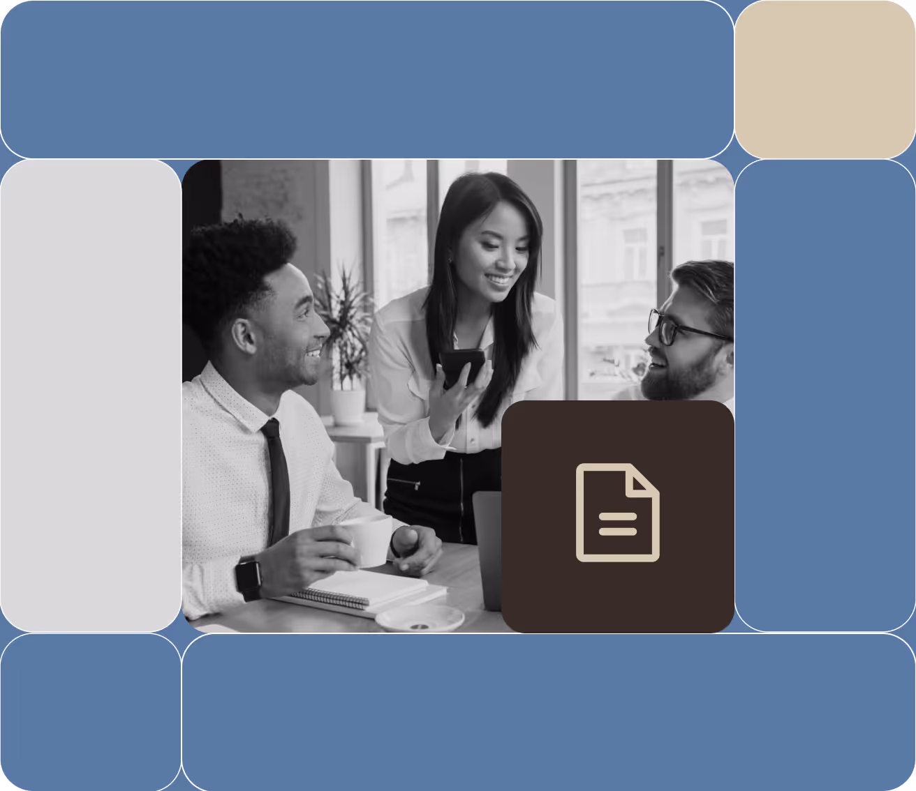 a group of people discussing