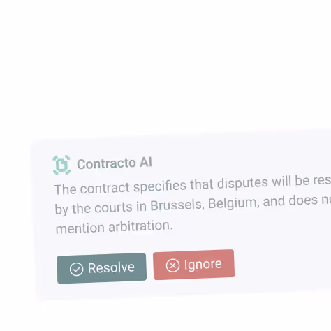 An example of Contracto AI providing feedback on a document