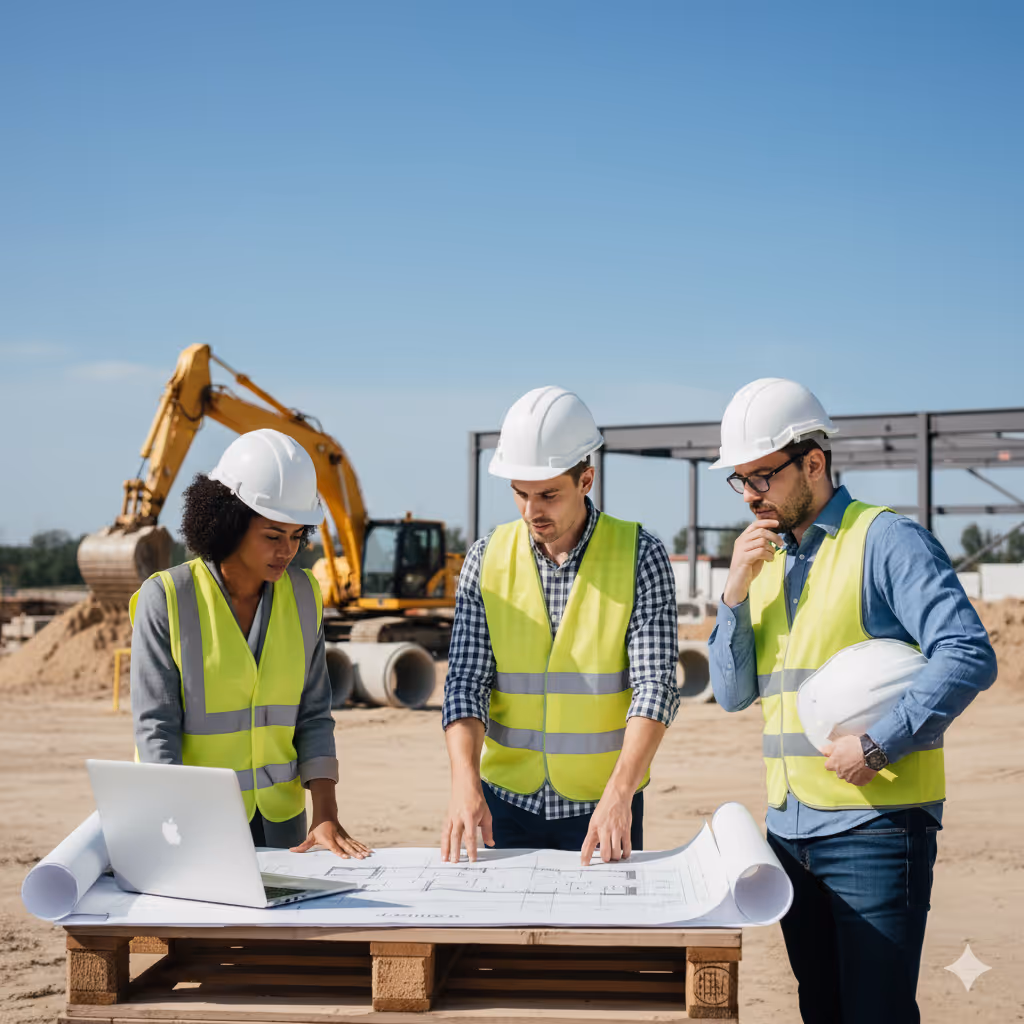 Builders going over the construction plans