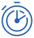 Blue stopwatch icon with minute and second hands.