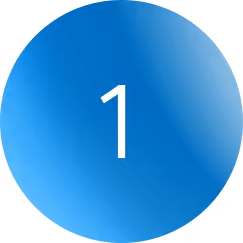 Blue circular button with white number 1 in the center and a glossy gradient.