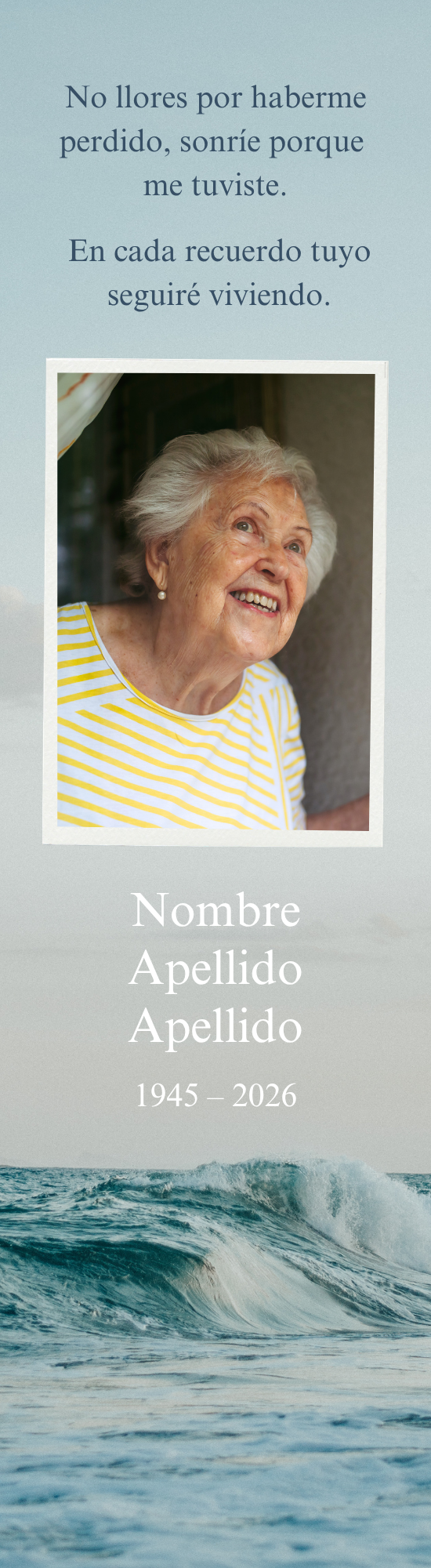 Ejemplo de marcapáginas funerario con diseño clásico