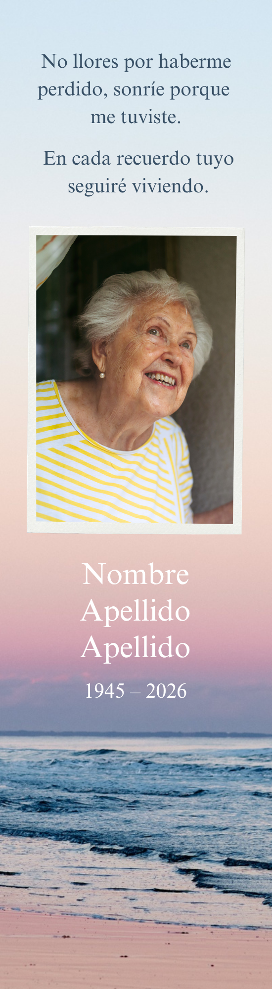 Marcapáginas recordatorio funerario digital elegante