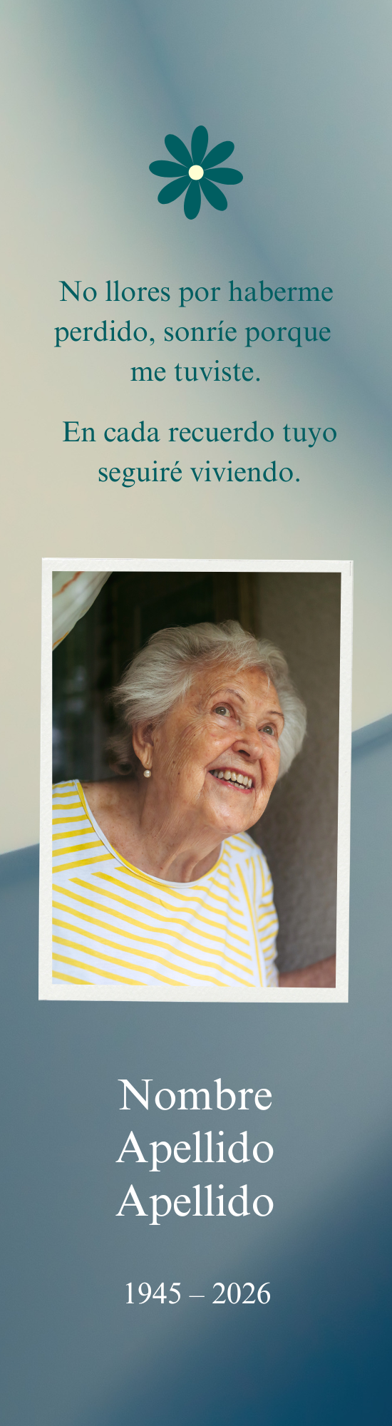 Marcapáginas recordatorio digital con fotografía del difunto