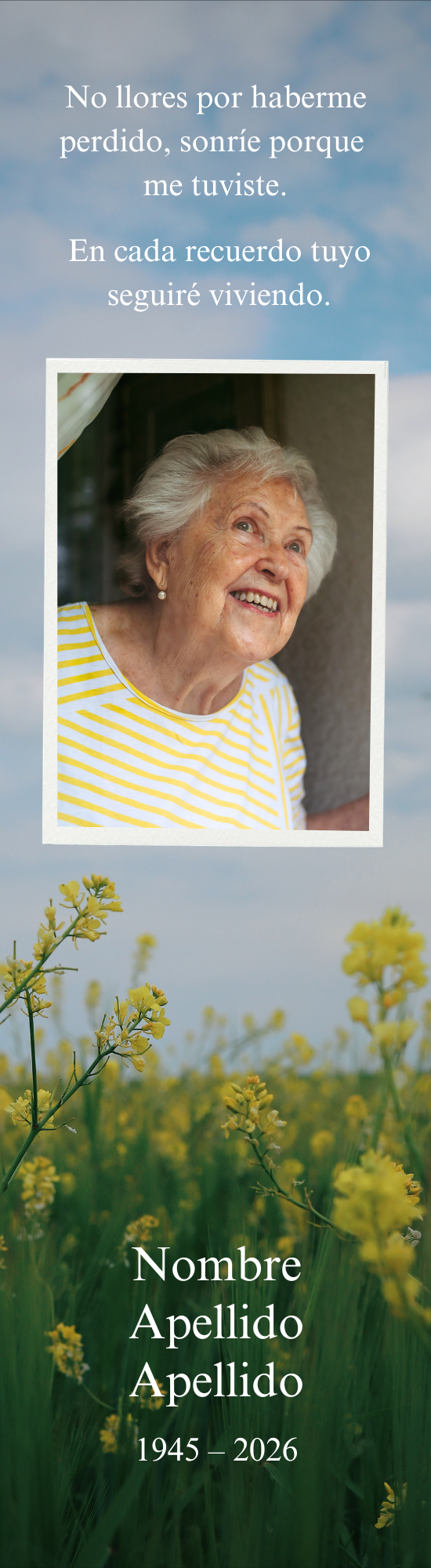 Marcapáginas recordatorio funerario personalizado para servicio funerario