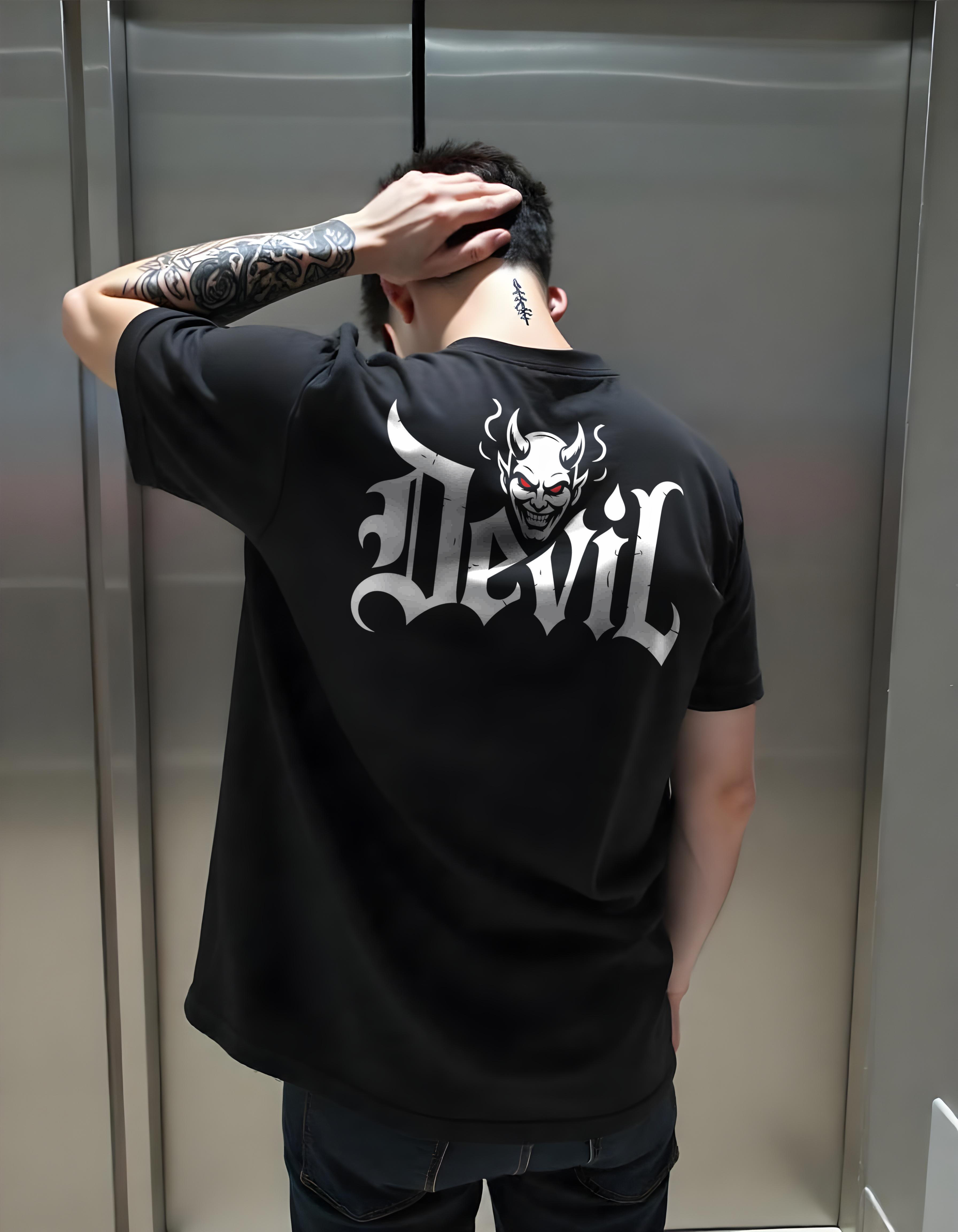 T-shirt mock up crazy devil.