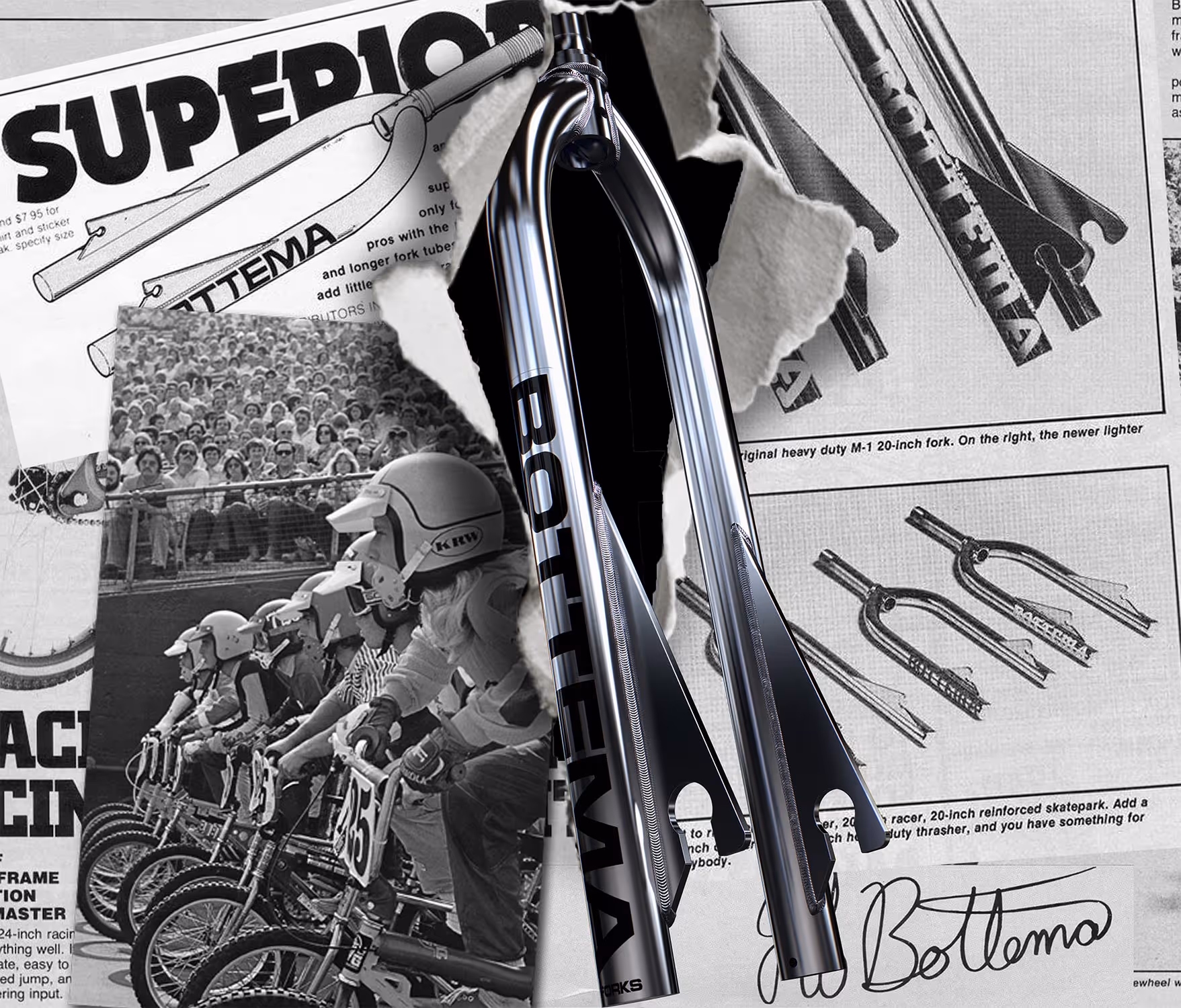 Anima Humana graphic design with cgi for Bottema Forks. Product Bottema 29 fork. 