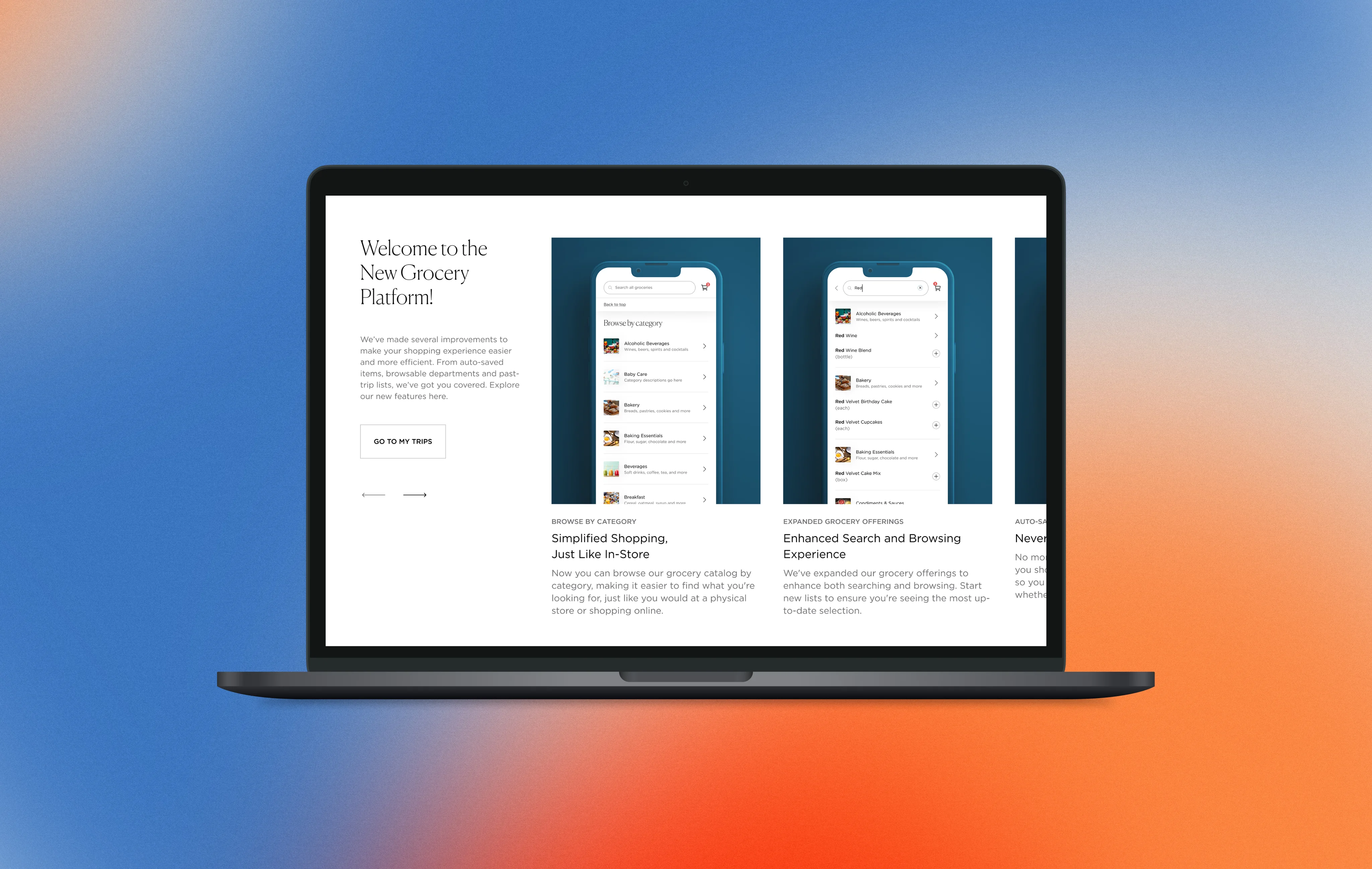 Grocery Feature — advertising componentry on homepage (desktop screens)
