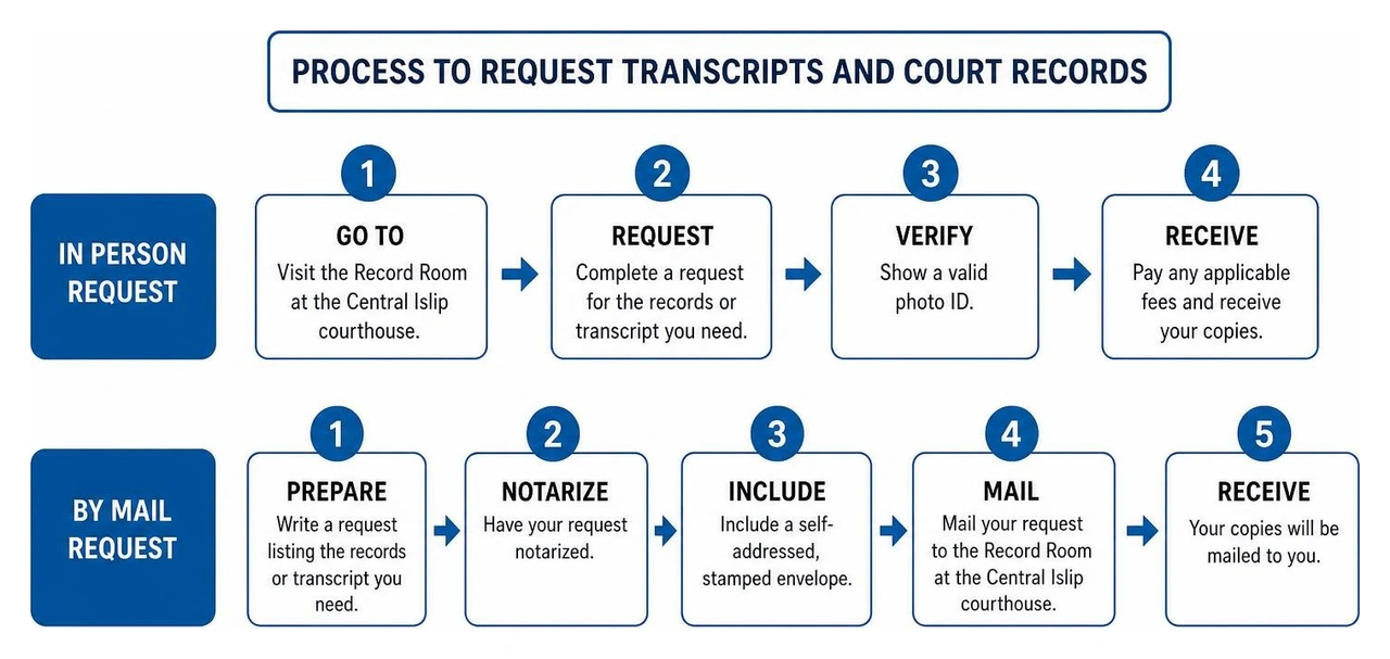 Diagram showing the process to request transcripts and court records