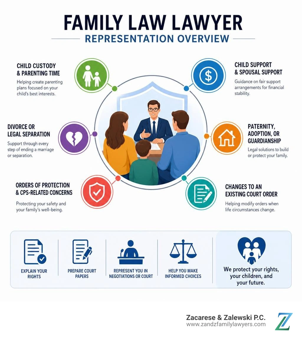 family law lawyer representation overview infographic family law lawyer representation overview infographic