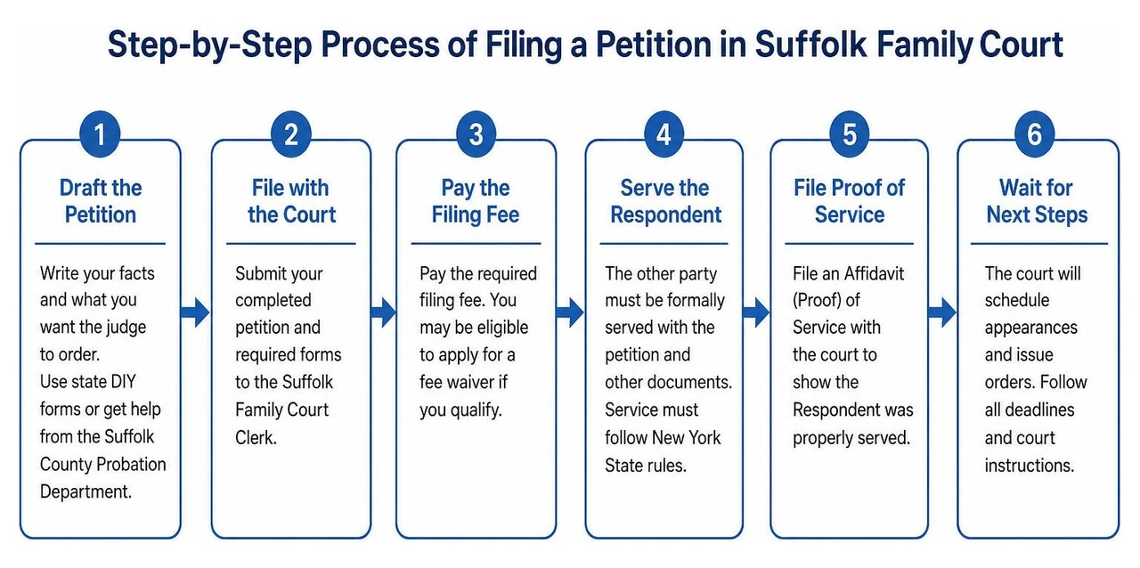 Step-by-step process of filing a petition in Suffolk Family Court Step-by-step process of filing a petition in Suffolk Family Court