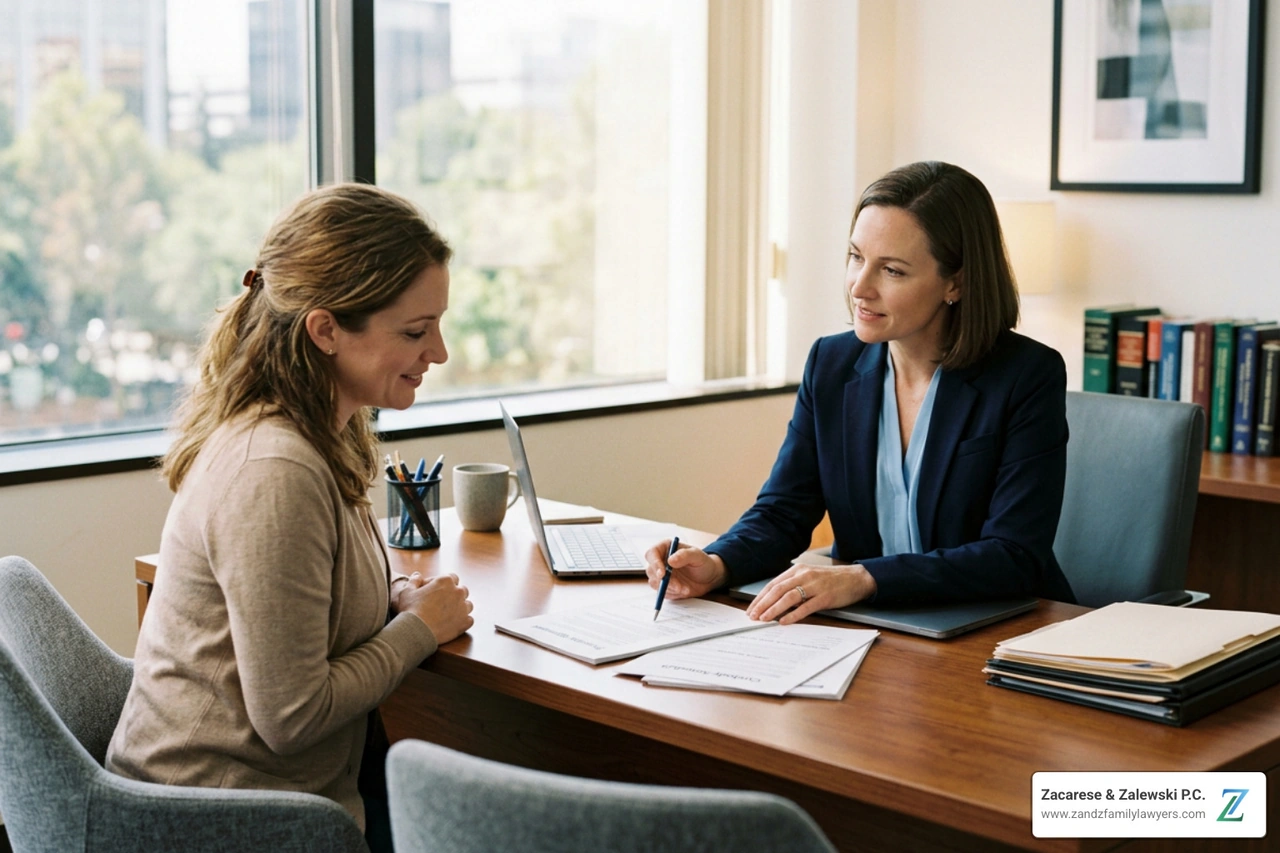 Family working with an attorney on custody planning Family working with an attorney on custody planning