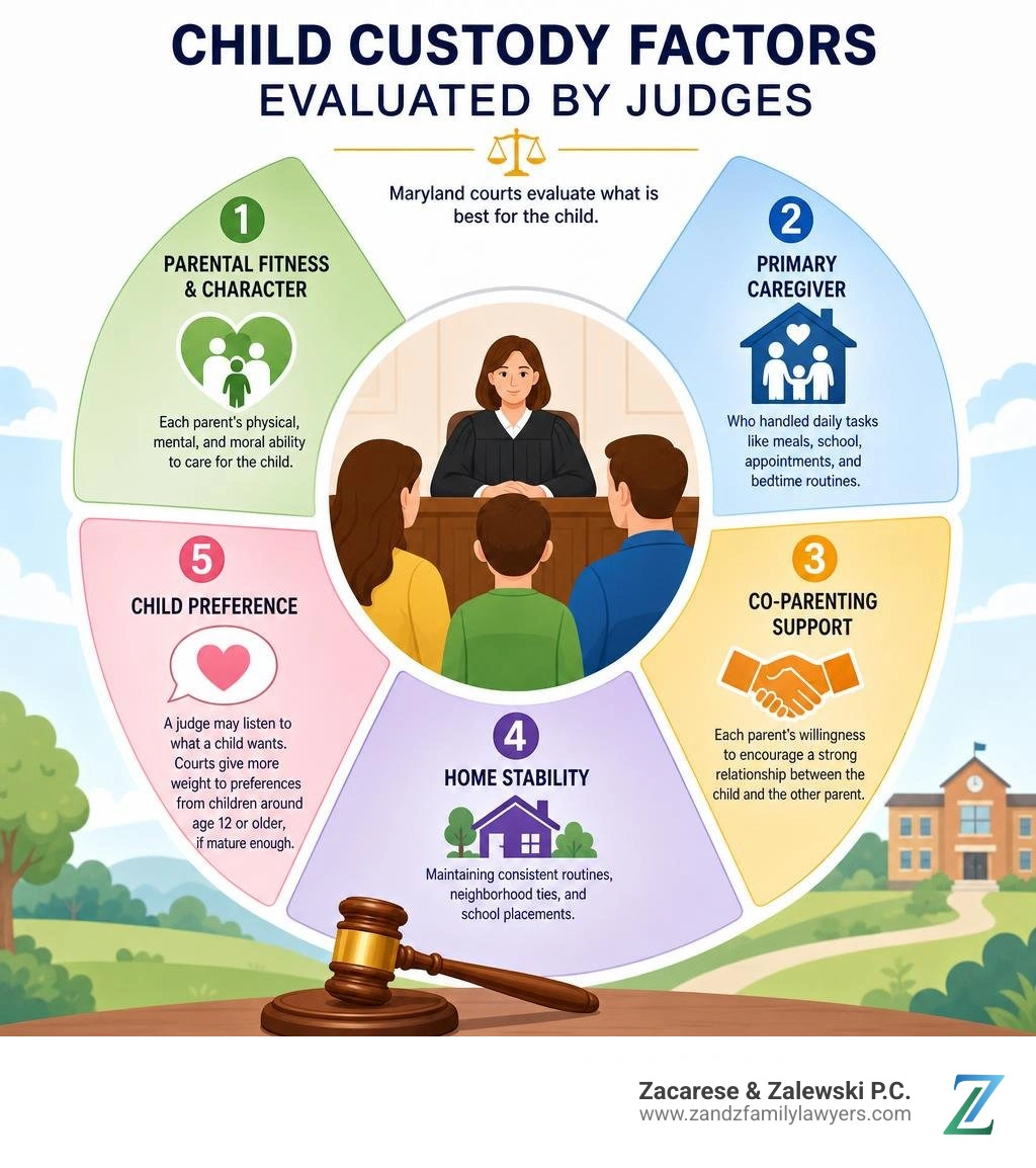 Child custody factors evaluated by judges infographic Child custody factors evaluated by judges infographic