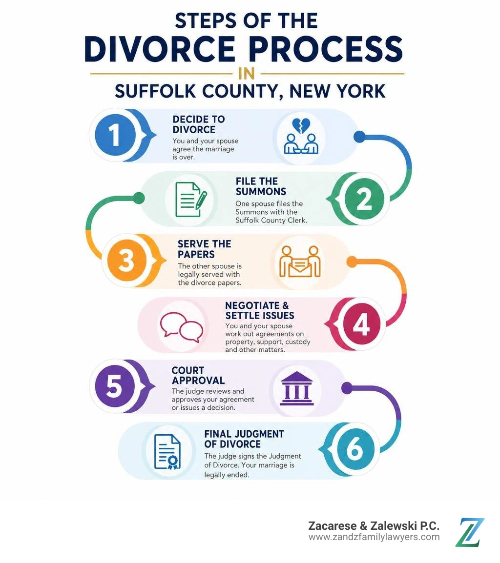 Steps of the divorce process in Suffolk County New York infographic infographic Steps of the divorce process in Suffolk County New York infographic infographic