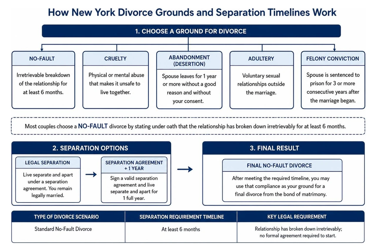 How New York divorce grounds and separation timelines work How New York divorce grounds and separation timelines work
