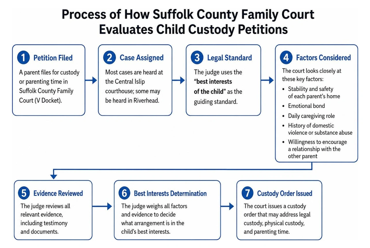 Process of how Suffolk County Family Court evaluates child custody petitions Process of how Suffolk County Family Court evaluates child custody petitions