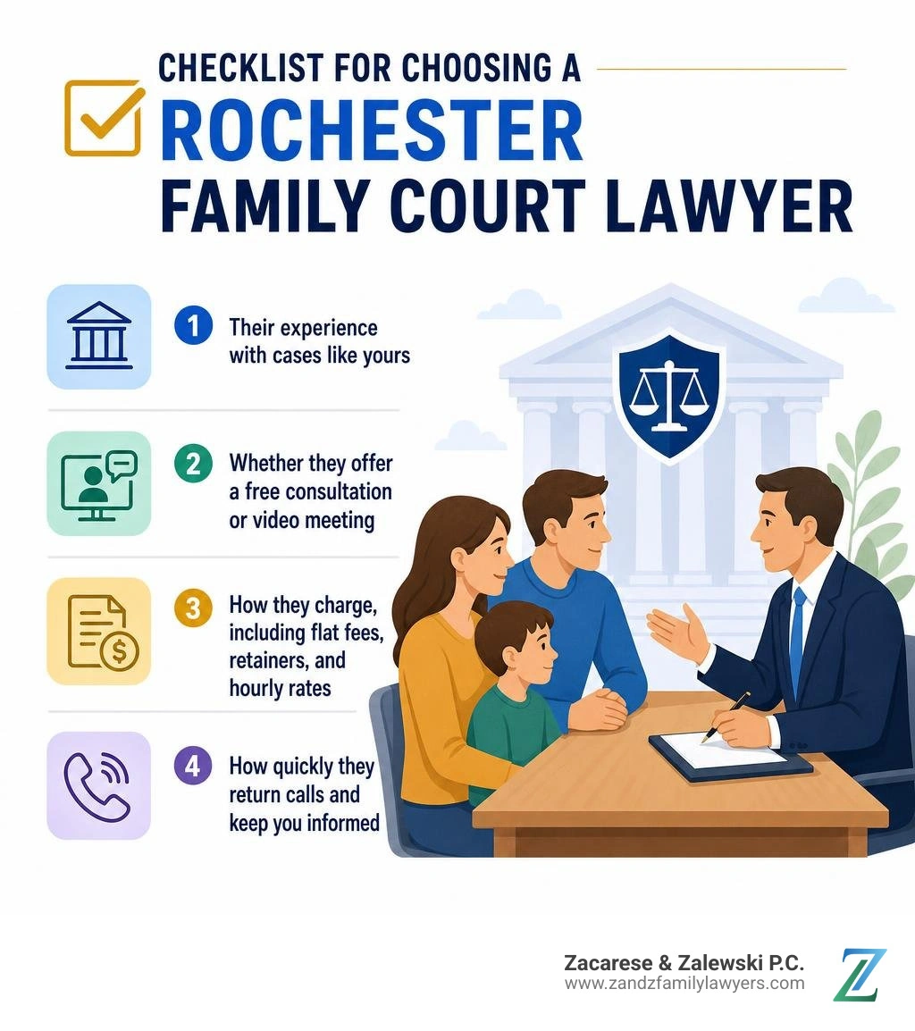 Checklist for choosing a Rochester family court lawyer infographic Checklist for choosing a Rochester family court lawyer infographic