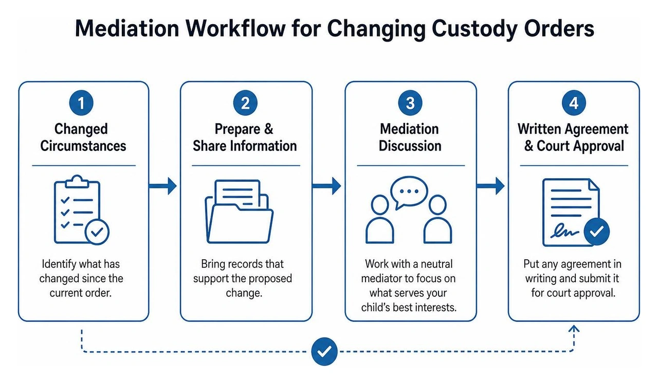 Mediation workflow for changing custody orders Mediation workflow for changing custody orders