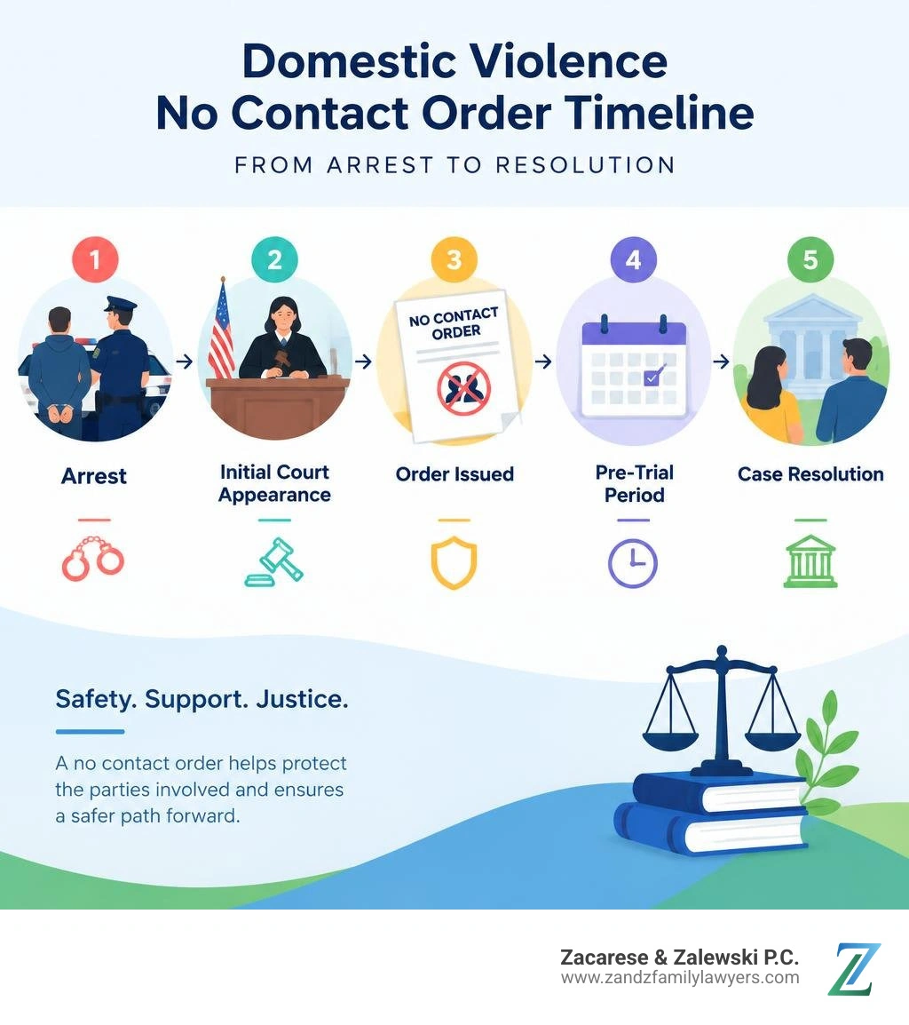 domestic violence no contact order timeline from arrest to resolution infographic domestic violence no contact order timeline from arrest to resolution infographic