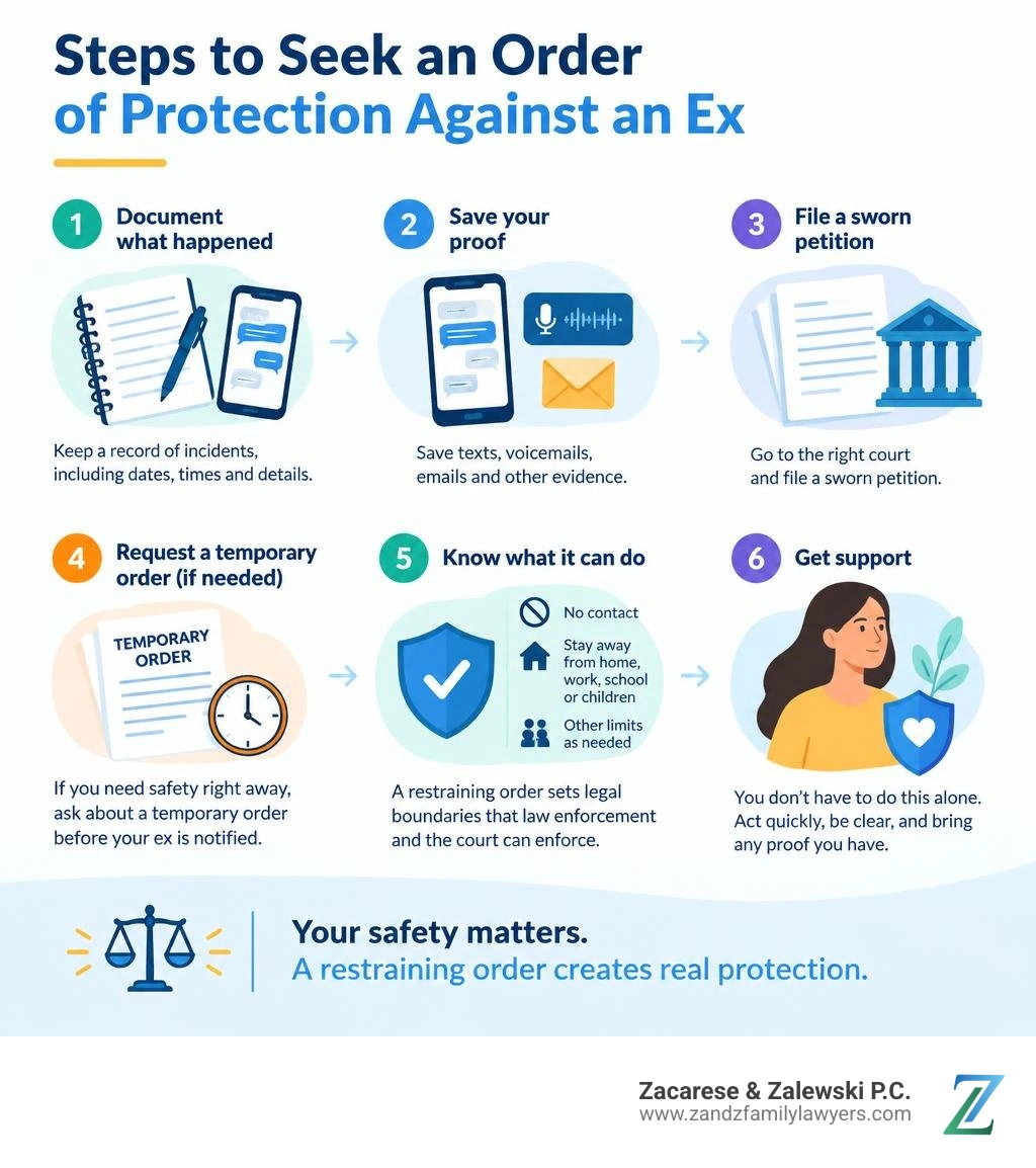 Steps to seek an order of protection against an ex infographic Steps to seek an order of protection against an ex infographic