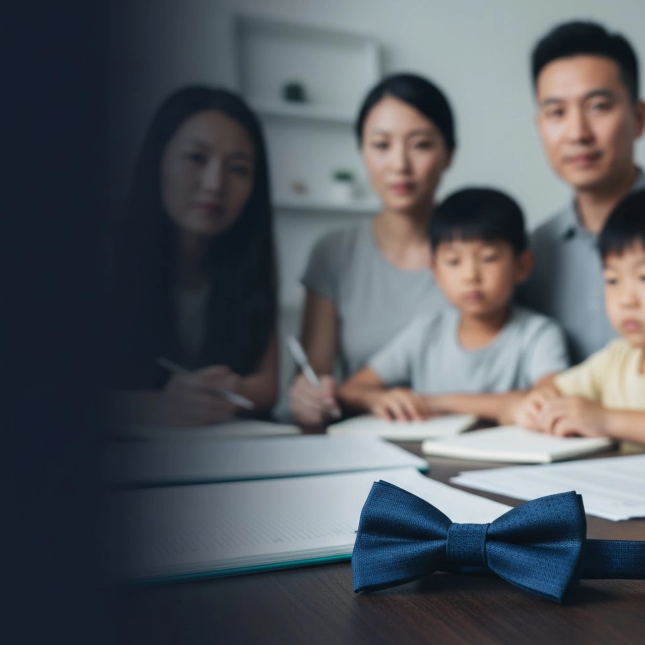 parent reviewing home maintenance and child school documents parent reviewing home maintenance and child school documents
