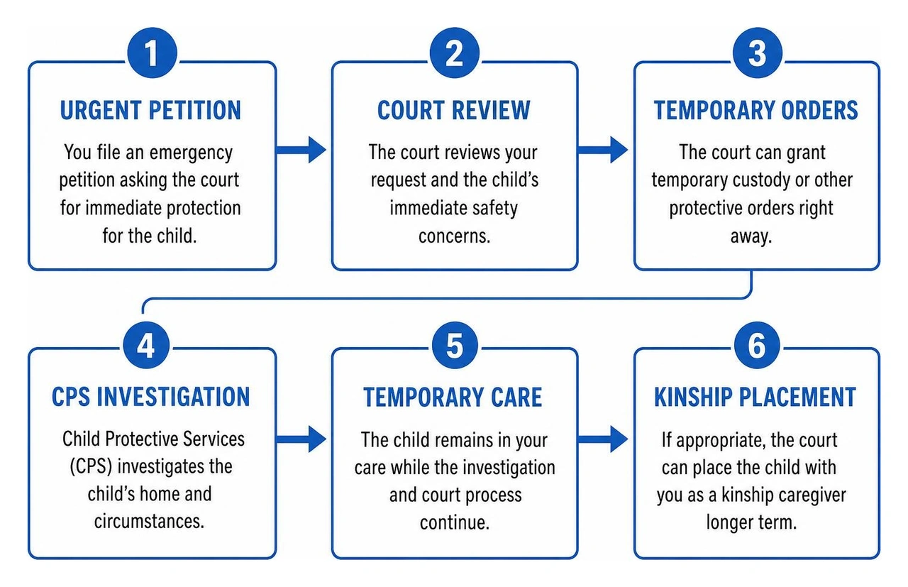 emergency custody process from urgent petition to kinship placement emergency custody process from urgent petition to kinship placement