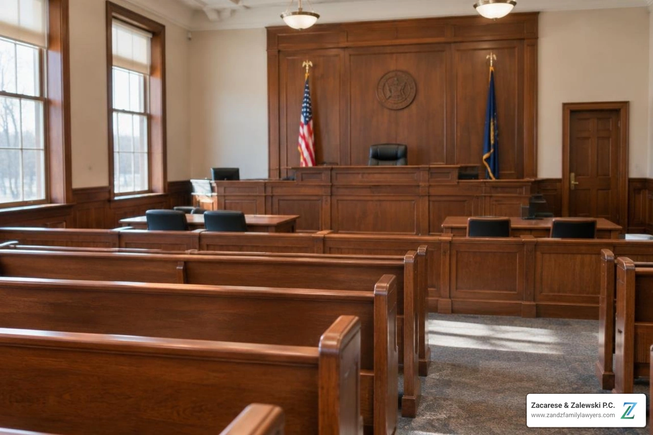 A quiet Suffolk County family courtroom A quiet Suffolk County family courtroom