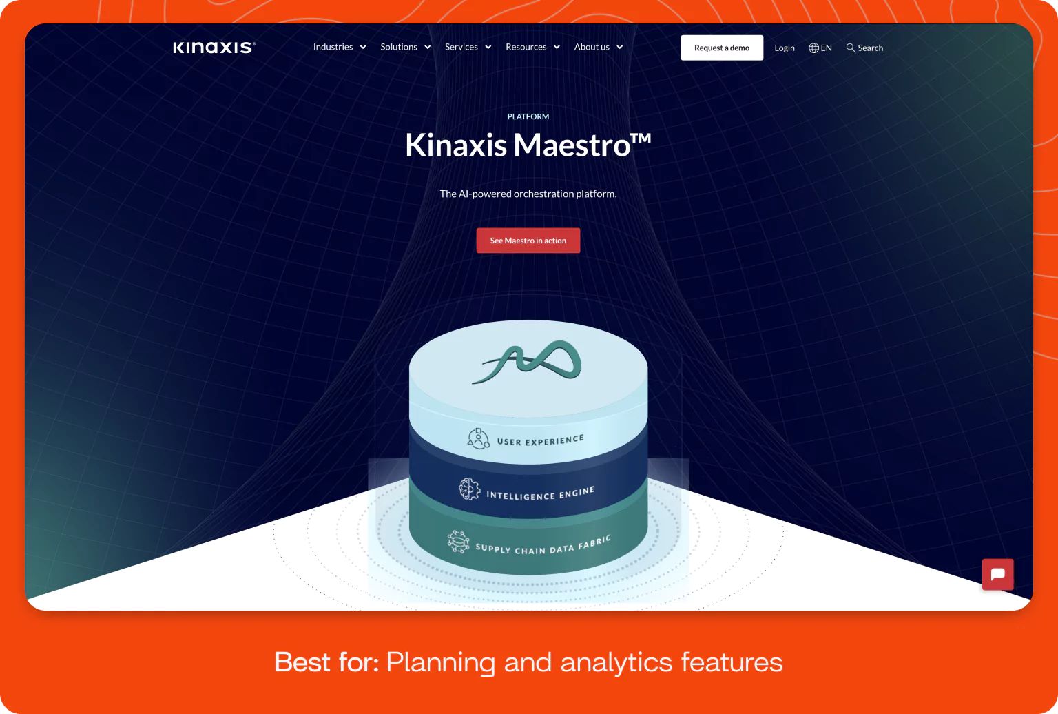 Screenshot of Kinaxis homepage.