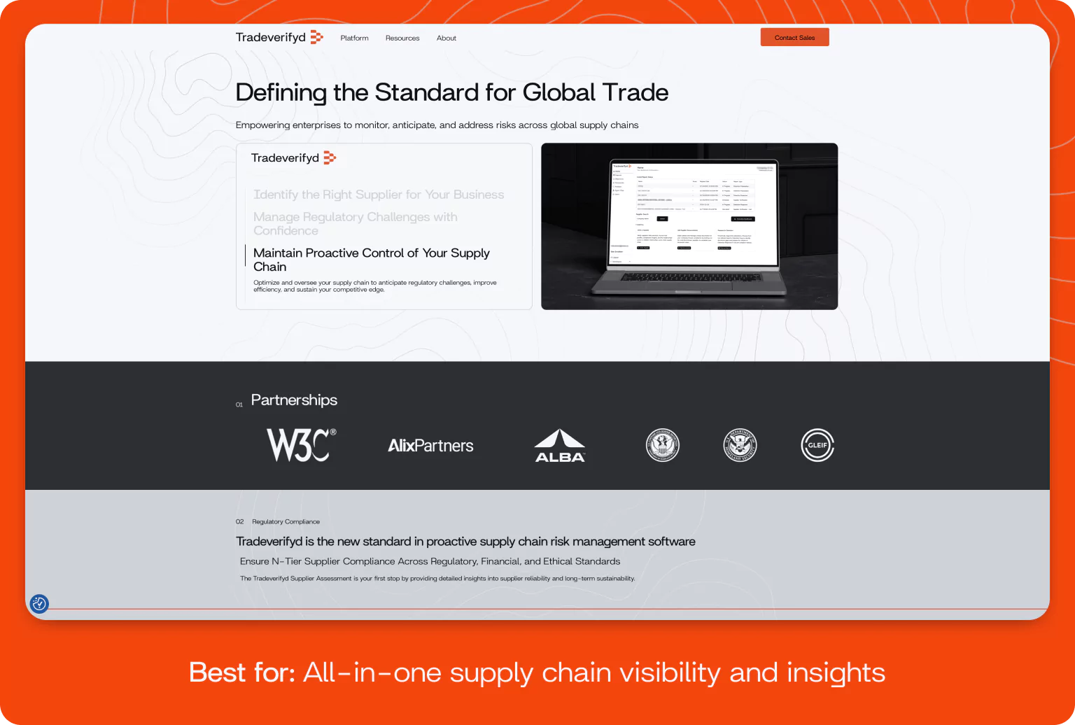 Screenshot of Tradeverifyed homepage.