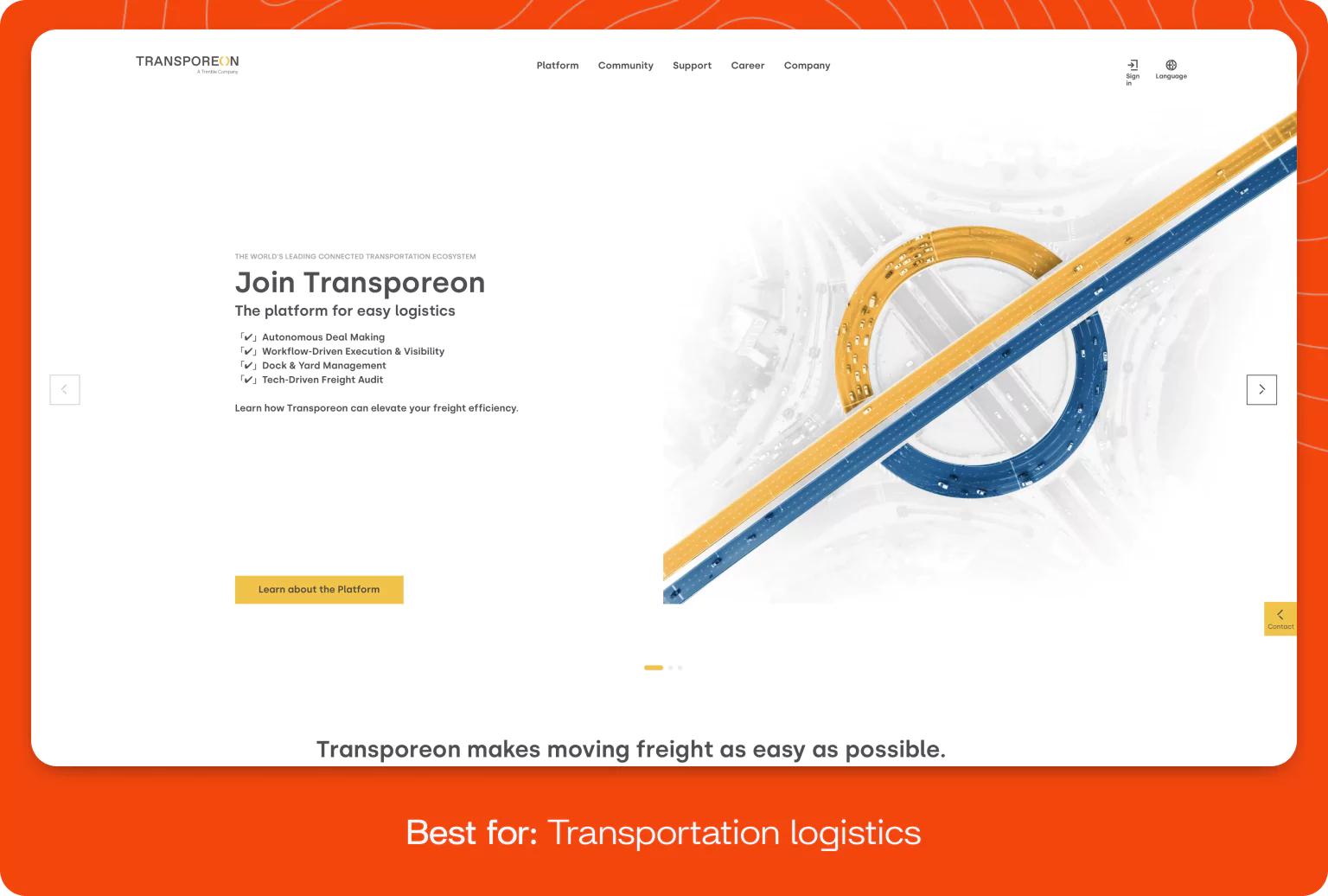 Screenshot of Transporean homepage.