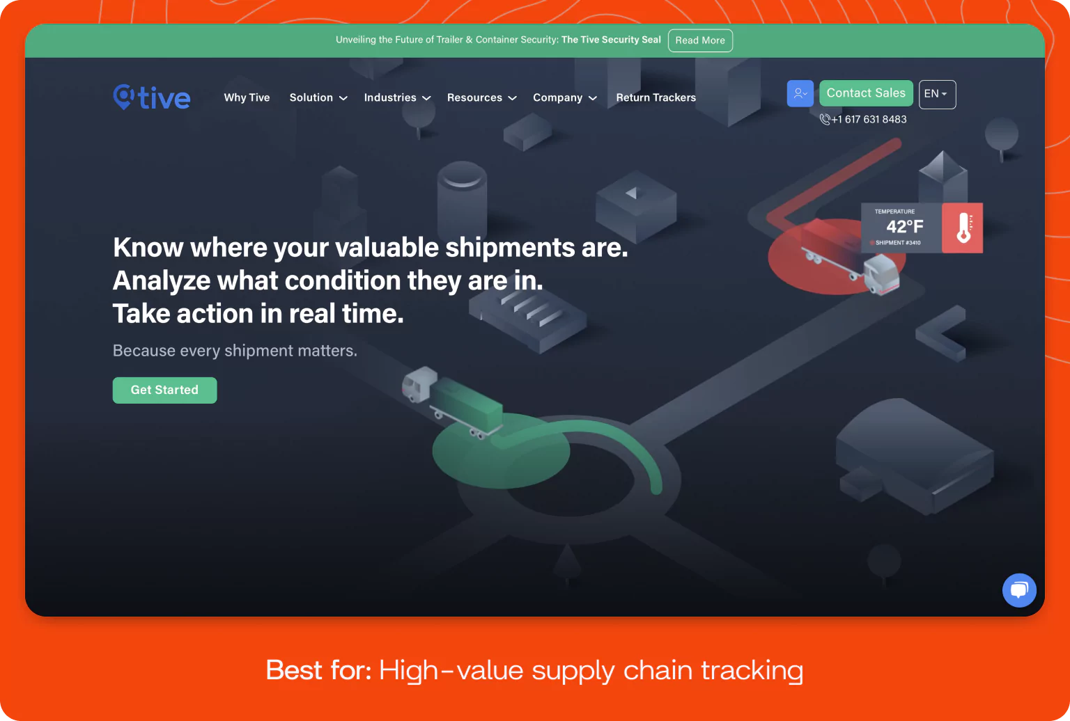 Screenshot of Tive homepage.