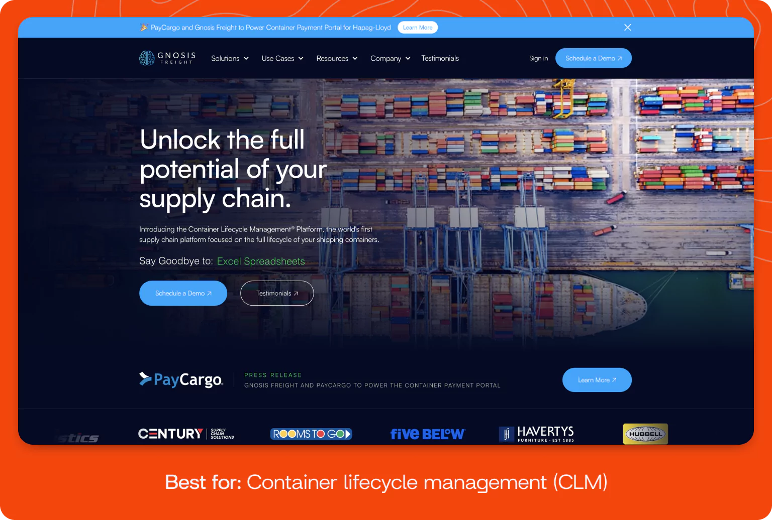 Screenshot of Gnosis Freight homepage.