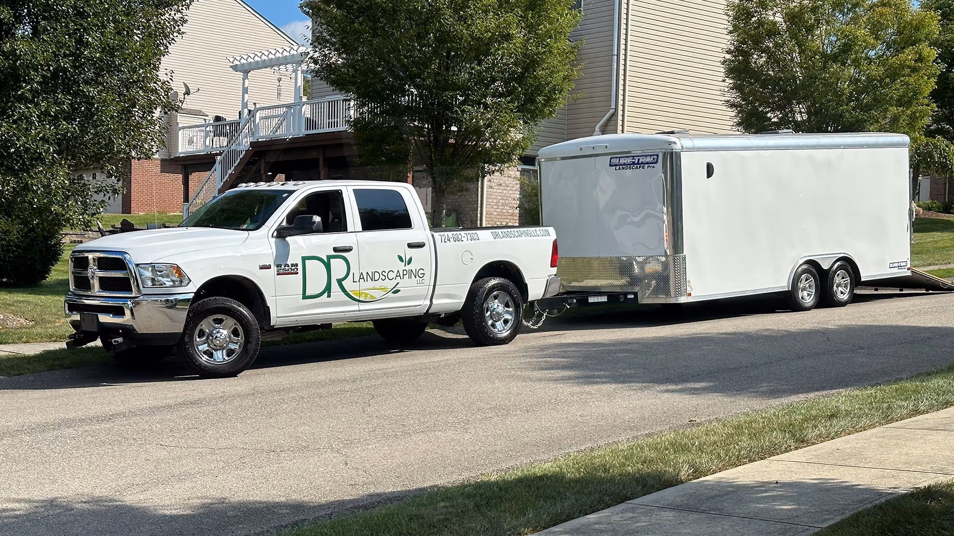 DR Landscaping service truck providing professional landscaping and snow management near me in Northern Allegheny County PA